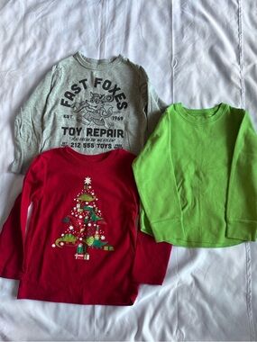 Boys Long Sleeve Shirt Lot Size 4T Gap Cat & Jack Dino Christmas Green Gray